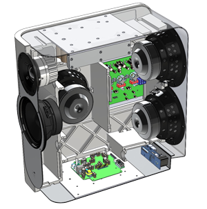 Illustration depicting the inside of a Kii speaker